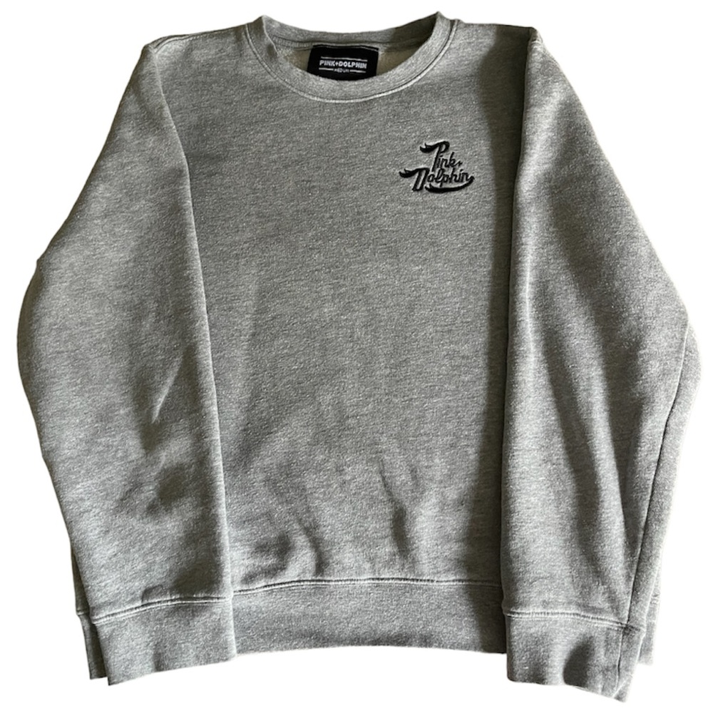 Pink Dolphin Adult Medium Embroidered Logo Long Sleeve Crew Neck Sweatshirt